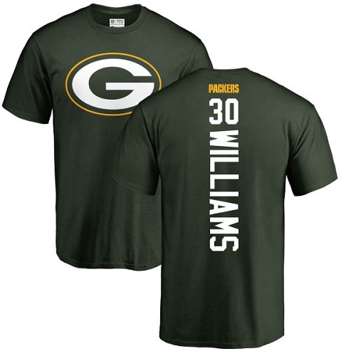 Men Green Bay Packers Green #30 Williams Jamaal Backer Nike NFL T Shirt